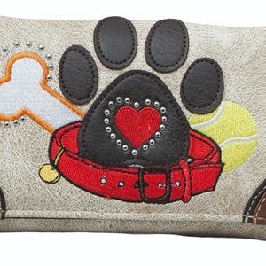 Dog Mom Paw Print Wallet Women Crossbody Wristlet Western Clutch Pet